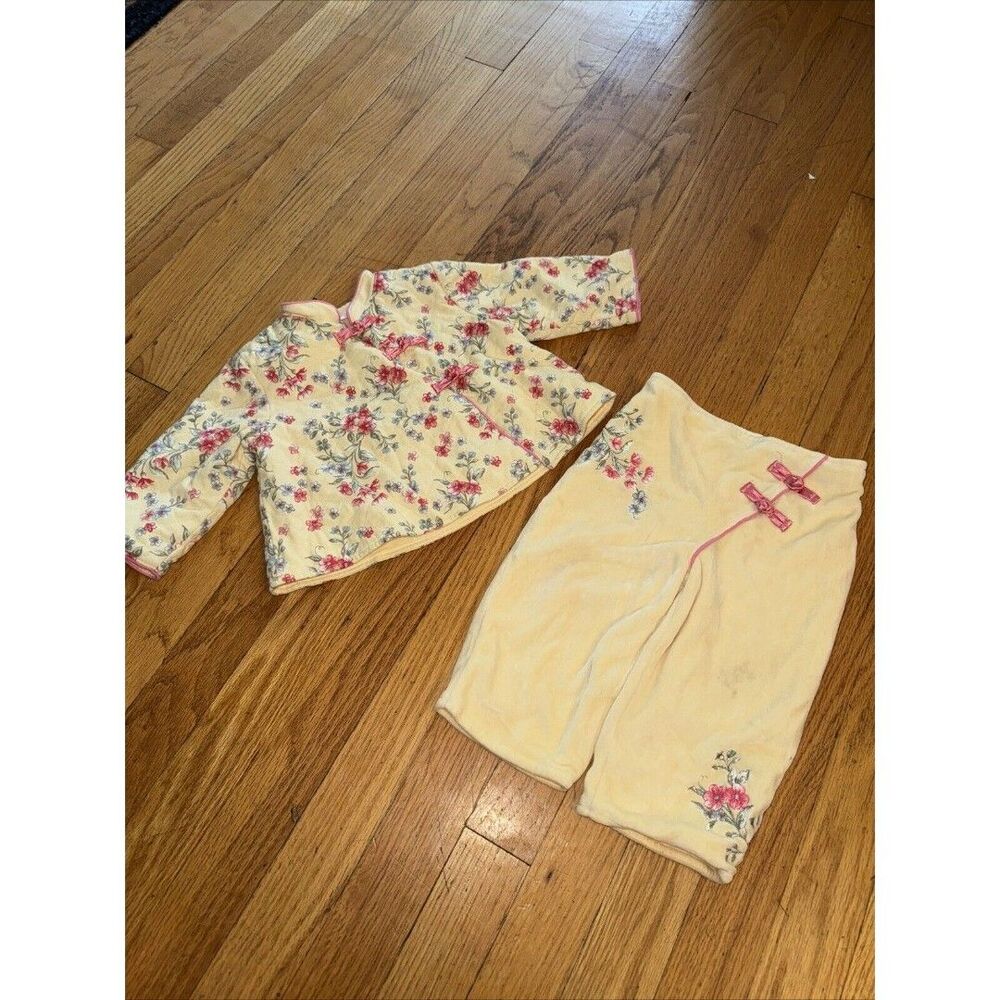 Macys Baby Girl First Impressions Brand Frog Closure Jacket Pant Satin Size 12M